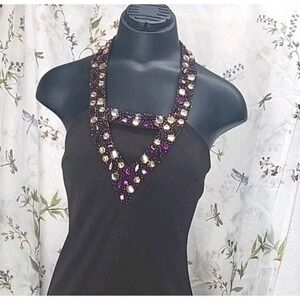 Vintage Y2K Morgan & Co Halter Dress Size 7/8 High Low McBling‎ Chocolate Brown